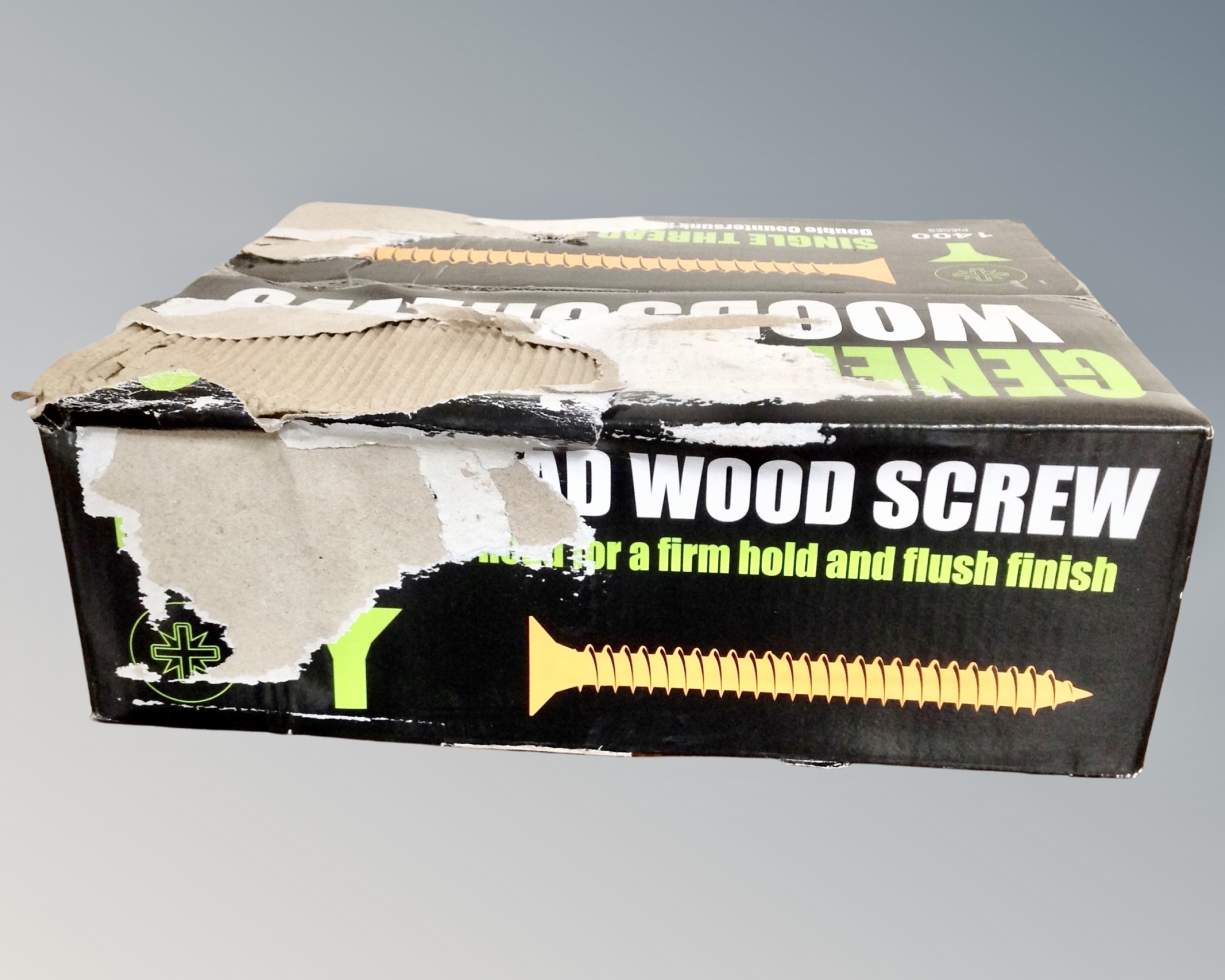 A box of 2400 single thread wood screws,