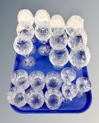 A tray of lead crystal drinking glasses