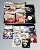 A crate of vinyl 7 inch singles, Wings, The Police, Kate Bush, Fleetwood Mac, PInk Floyd,