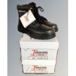 Two pairs of Toesavers steel toe-capped boots, size 8, boxed and new.