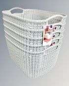 Five Curver Knit baskets, new with tags.
