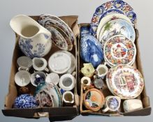 Two boxes of assorted ceramics to include antique and later cabinet and wall plates,