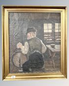 Continental School : Study of a Man by a Spinning Wheel, oil on canvas, 51cm by 59cm,