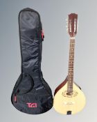 An Ozark 8-string bouzouki in carry bag