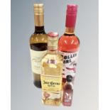 A bottle of Jose Cuervo tequila 50cl together with a rasberry vodka miniature and two bottles of