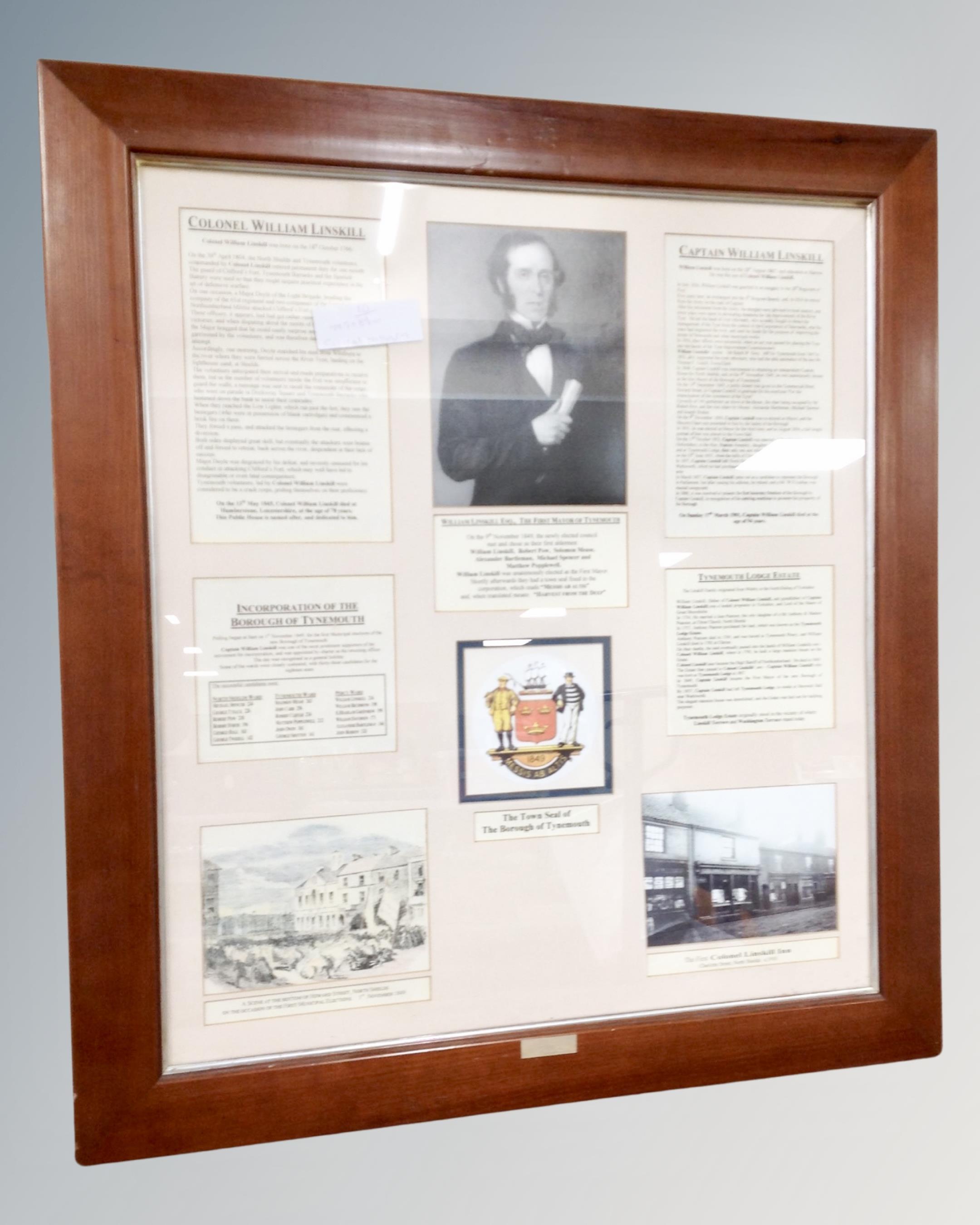 A montage relating to Colonel William Linskill and Captain William Linskill, in frame.