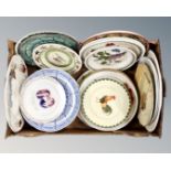 A box containing a large quantity of assorted plates including Portmeirion, Royal Doulton,