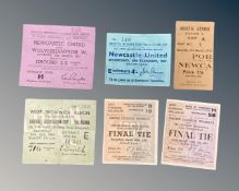 A collection of Newcastle United tickets - 1951 FA Cup Final Newcastle Blackpool,