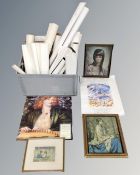 A box containing a large quantity of rolled maps and art gallery posters (AF),