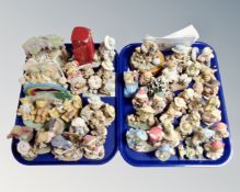 Two trays containing a large quantity of Cherished Teddy figures including The Wizard of Oz.