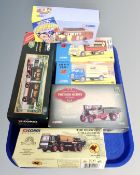 A tray containing six Corgi die cast vehicles including Chipperfield Circus AEC Regal living