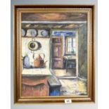 Continental School : Kitchen Interior, oil on canvas, 37cm by 47cm.