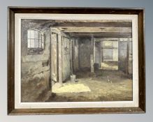 Jorgen Vrendekilde : Interior Barn Study, oil on canvas, 46cm by 34cm.