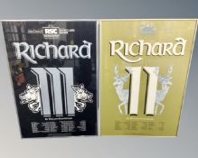 Two 1980s Royal Shakespeare Company posters, Richard II and Richard III.