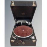 A vintage Columbia table top portable gramophone
