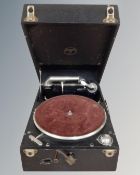 A vintage Columbia table top portable gramophone