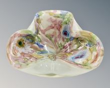 A clover-shaped studio glass dish,