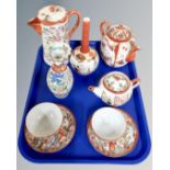 Nine pieces of antique and later Japanese ceramics including Kutani vase, eggshell tea ware,