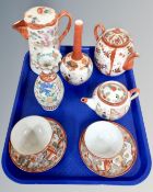 Nine pieces of antique and later Japanese ceramics including Kutani vase, eggshell tea ware,