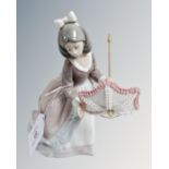 A Lladro china figure : Lady with Parasol, height 19 cm.