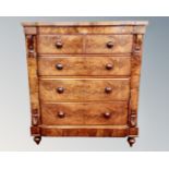 A Victorian mahogany bow fronted five drawer chest
