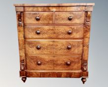 A Victorian mahogany bow fronted five drawer chest