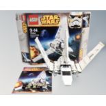 A Lego Star Wars 75094 Imperial Shuttle Tydirium with mini-figures, box and instructions.