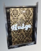 A Street Artist Duffy glass panel 'Nudge', in frame.