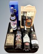 A tray containing a Disaronno and Croftport two bottle gift set in crate,
