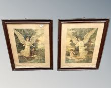 A pair of chromolithographic prints depicting angels,