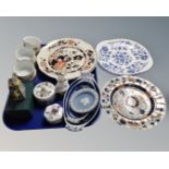 A tray containing assorted ceramics including Royal Worcester Evesham ramekins,