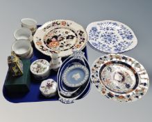 A tray containing assorted ceramics including Royal Worcester Evesham ramekins,