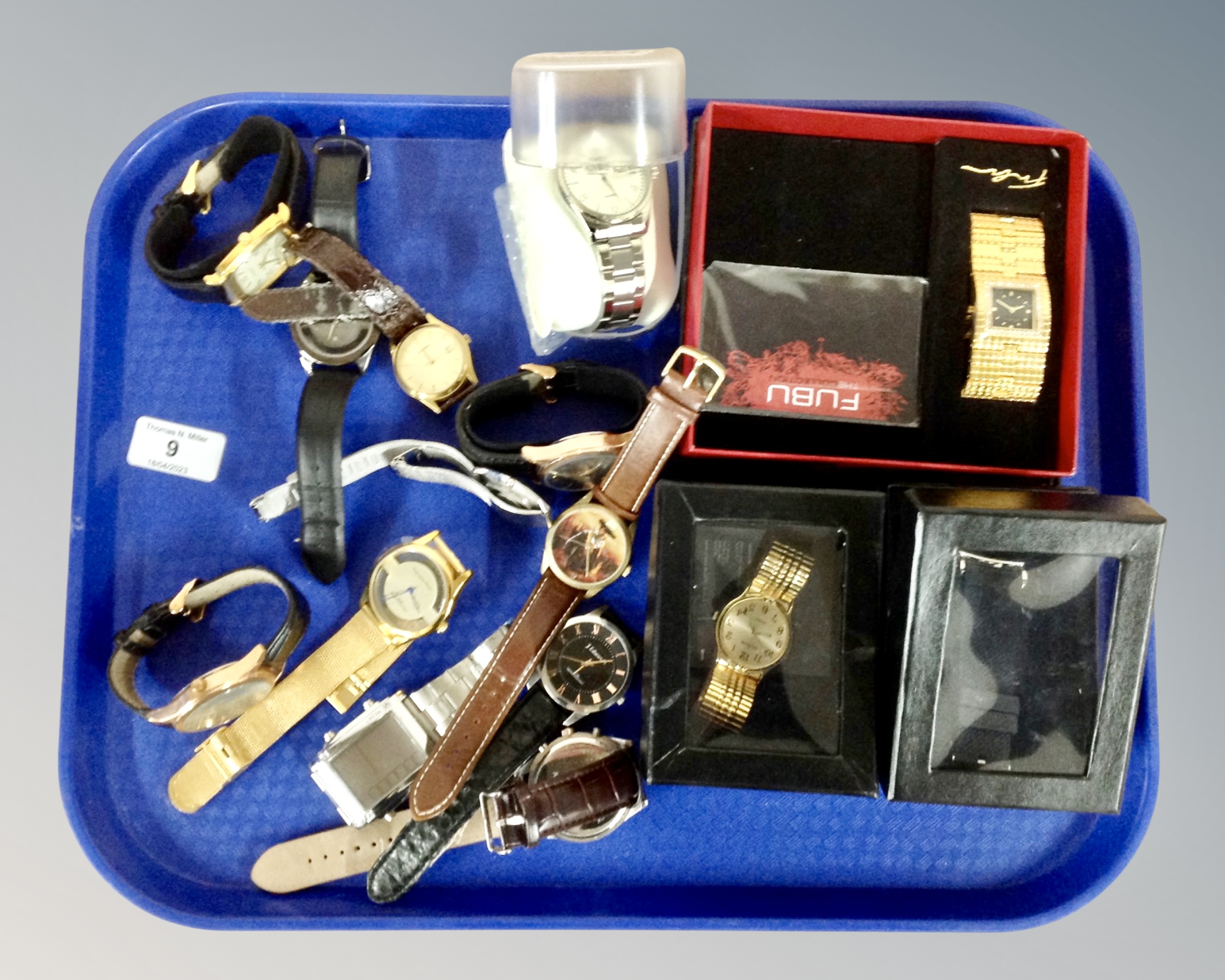 A collection of various dress watches, John Wayne wristwatch etc.