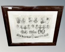 A monochrome print depicting the Danish Royal Family, 63cm by 48cm.