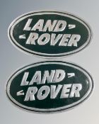 Two aluminium wall plaques, Land Rover.