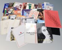 A box containing 110 20th and 21st century theatre programs including The Royal Shakespeare Company,