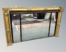 A 19th century gilded overmantel mirror, 147cm by 90cm.