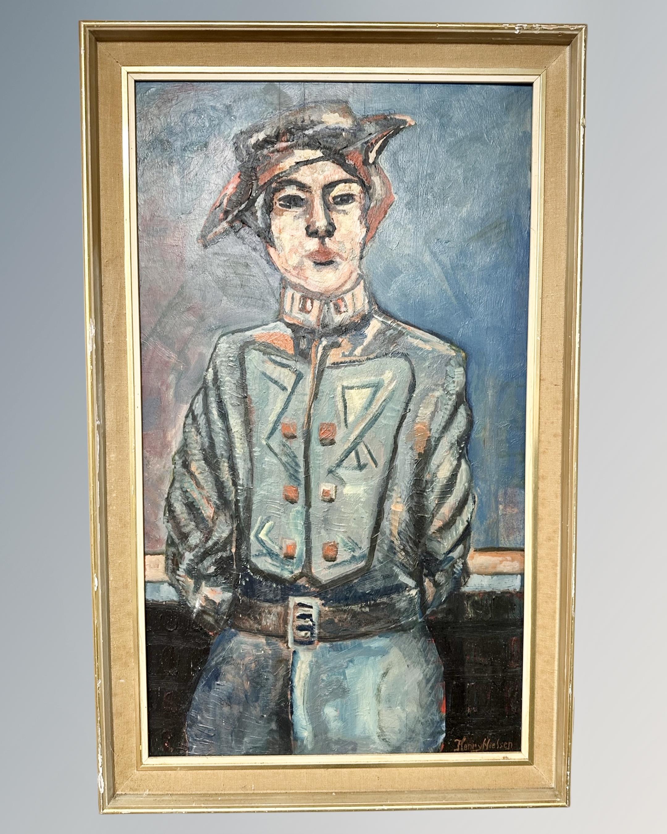 Henry Nielsen : Portrait of a Soldier, oil on board, 37cm by 64cm.