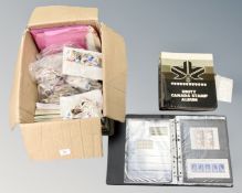A box of stamps, Canada stamp album,