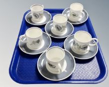 A set of six Wedgwood Susie Cooper design coffee cans with saucers.