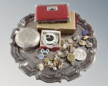 A plated shaped serving tray together with a set of boxed Rand No.