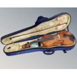 An Andreas Zeller for Stentor violin and bow, two-piece 14" back,