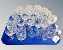 A collection of miscellaneous glass ware : Mainly cut glass, drinking vessels, condiments,