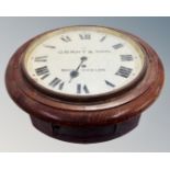 A 19th century circular wall clock case by Grant & Sons of North Shields,