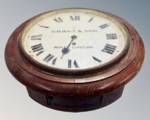 A 19th century circular wall clock case by Grant & Sons of North Shields,