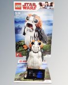A Lego Star Wars 75230 Porg with mini-figure, box and instructions.