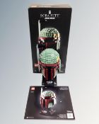 A Lego Star Wars 75277 Boba Fett Helmet with box and instructions.