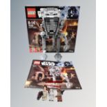 A Lego Star Wars 75153 AT-ST Walker with mini-figures box and instructions.