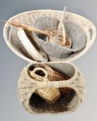 A quantity of vintage and later wicker baskets,