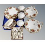 A set of twenty-nine pieces of Royal Albert Old Country Roses tea and dinner china including dinner